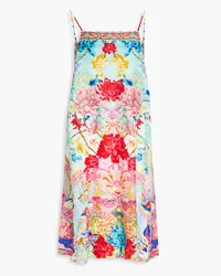 Camilla Embellished floral-print silk-twill mini slip dress - Blue Blue