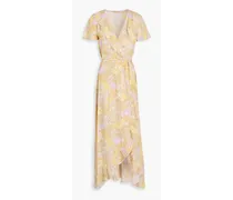 Dreamer ruffled floral-print maxi wrap dress - Yellow