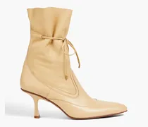 Tie-detailed leather ankle boots - Neutral