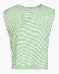 Frame Denim Cropped striped linen-jersey tank - Green Green