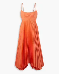 A.L.C. Hollie cutout plissé-satin midi dress - Orange Orange