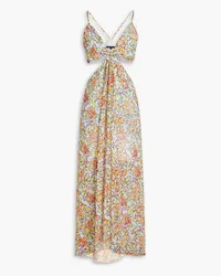 Maje Cutout floral-print georgette maxi dress - Blue Blue