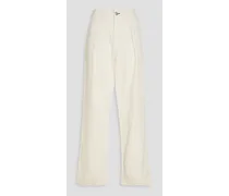 Pleated high-rise wide-leg jeans - White