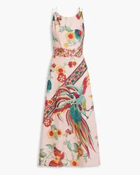 RED Valentino Floral-print cotton-poplin midi dress - Pink Pink