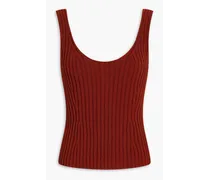 Ribbed cotton-blend tank - Red