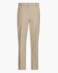 Brunello Cucinelli Bead-embellished stretch-cotton twill straight-leg pants - Neutral Neutral