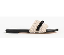 Bead-embellished crochet sandals - Neutral