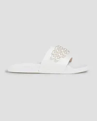 Stuart Weitzman Goldie faux pearl-embellished leather slides - White White