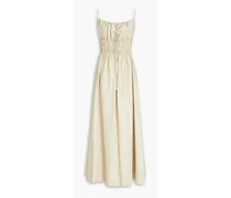 Bono ruched cotton and silk-blend faille maxi dress - White