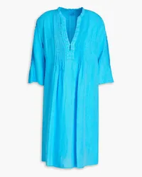 120% Lino Pintucked linen kaftan - Blue Blue