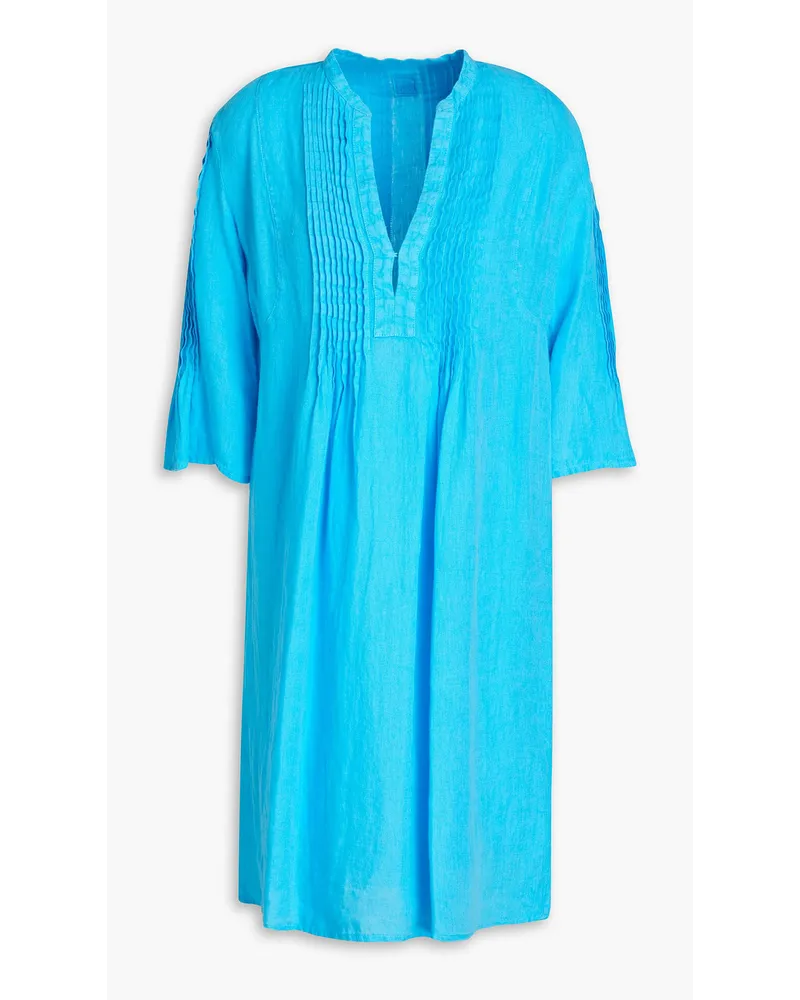 120% Lino Pintucked linen kaftan - Blue Blue