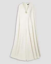 Reem Acra Cape-effect embellished crepe jumpsuit - White White