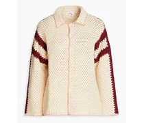 Malia striped crocheted cotton shirt - Neutral