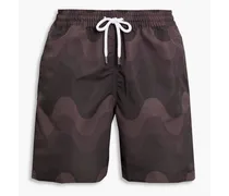 Long-length printed swim shorts - Brown