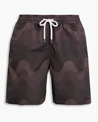 Frescobol Carioca Long-length printed swim shorts - Brown Brown