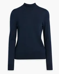 Oscar de la Renta Floral-print satin and cotton turtleneck sweater - Blue Blue