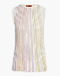 Missoni Sequin-embellished striped ribbed-knit top - Purple Purple