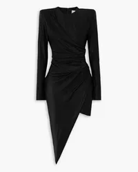 Alexandre Vauthier Asymmetric draped stretch-satin mini dress - Black Black