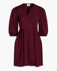 Claudie Pierlot Pleated crepe mini wrap dress - Burgundy Burgundy