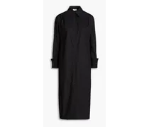 Tappasa piqué-trimmed cotton-poplin midi shirt dress - Black