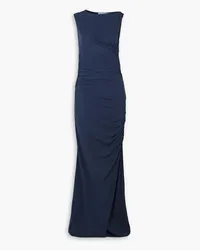 Christopher Esber Gesine gathered stretch-tulle maxi dress - Blue Blue