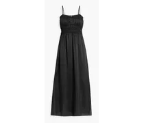 Ramie and silk-blend jacquard maxi slip dress - Black