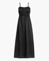 Frame Denim Ramie and silk-blend jacquard maxi slip dress - Black Black