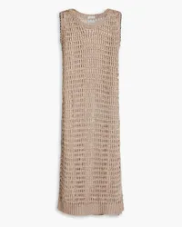 Brunello Cucinelli Sequin-embellished linen and silk-blend dress - Neutral Neutral