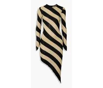Adon asymmetric striped ribbed silk dress - Neutral