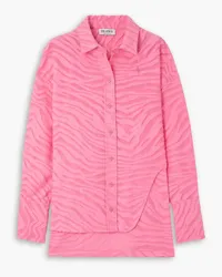 ATTICO Diana oversized asymmetric flocked cotton-blend shirt - Pink Pink