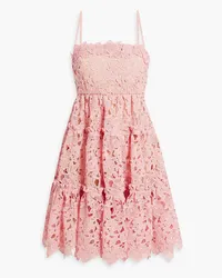 Oscar de la Renta Tiered guipure lace mini dress - Pink Pink