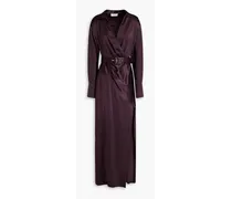 Electra wrap-effect silk-satin gown - Purple