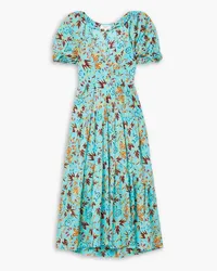 A.L.C. Carmela tiered printed cotton-voile midi dress - Blue Blue