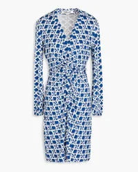 Diane von Furstenberg Chuck twisted printed jersey mini dress - Blue Blue