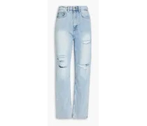 Playback distressed high-rise straight-leg jeans - Blue