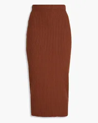 Enza Costa Ribbed-knit midi skirt - Brown Brown