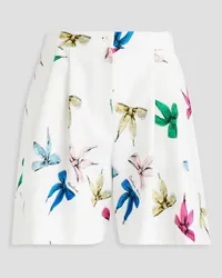 Moschino Pleated printed stretch-crepe shorts - White White