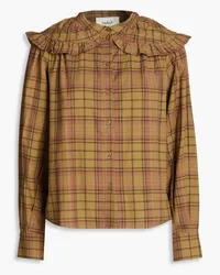 ba&sh Fergus ruffled checked cotton-flannel shirt - Brown Brown