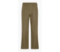 Neil cotton and linen-blend twill straight-leg pants - Green