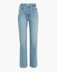 Frame Denim Le Lane distressed high-rise straight-leg jeans - Blue Blue