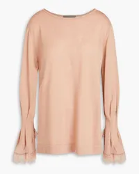 Alberta Ferretti Lace-trimmed wool sweater - Pink Pink