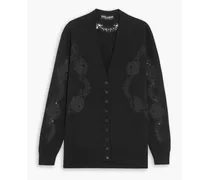 Lace-paneled cashmere cardigan - Black