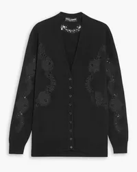 Dolce & Gabbana Lace-paneled cashmere cardigan - Black Black