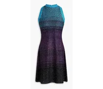 Sequined crochet-knit mini dress - Blue