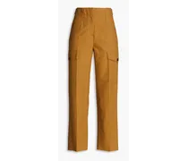 Cotton straight-leg pants - Brown