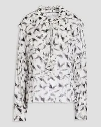 IRO Ruffled metallic printed crepon blouse - White White