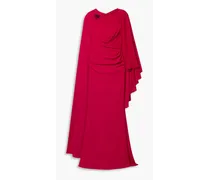 Cape-effect draped crepe gown - Red