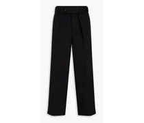 Belted grain de poudre wool pants - Black
