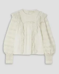 Ulla Johnson Lily ruffled crochet-trimmed cotton-blend poplin blouse - White White