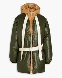 Jil Sander Belted shell hooded down coat - Green Green